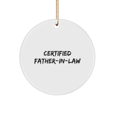 Funny Father-in-law Gifts from Family for Christmas - Circle Ornament with Inspirational Quote - Image 1